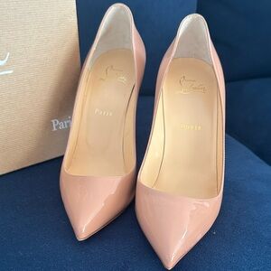 Christian Louboutin Nude Patent Leather Pointed-Toe Pumps